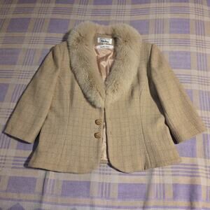 Vintage Victor Costa Neiman Marcus Womens Faux Fur Trim 80s 90s Size 16 Flaws